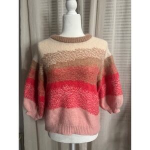 Mos Mosh Alevina Alpaca‎ Wool Blend Sweater Pink Tan Small